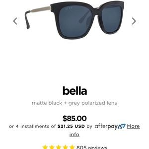 Diff Matte Black Bella Sunglasses